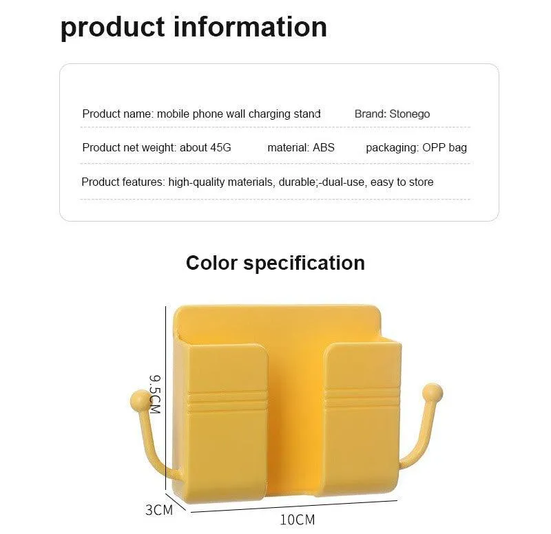 1PC/2PCS/4PCS Wall Mounted Storage Box Remote Control Organizer Case Mobile Phone Plug Charging Holder Rack Multifunction Stand For Home Stonego Home Accessories