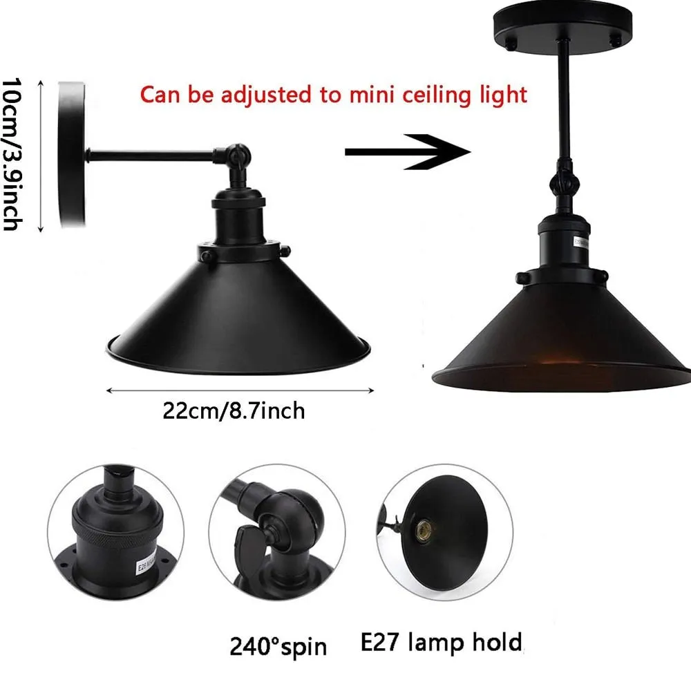 Adjustable Swing Arm Black Industrial Wall Lamp