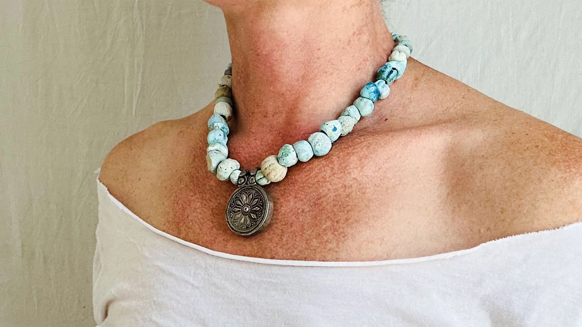 Ancient Roman Glass Necklace. Excavated, 0655