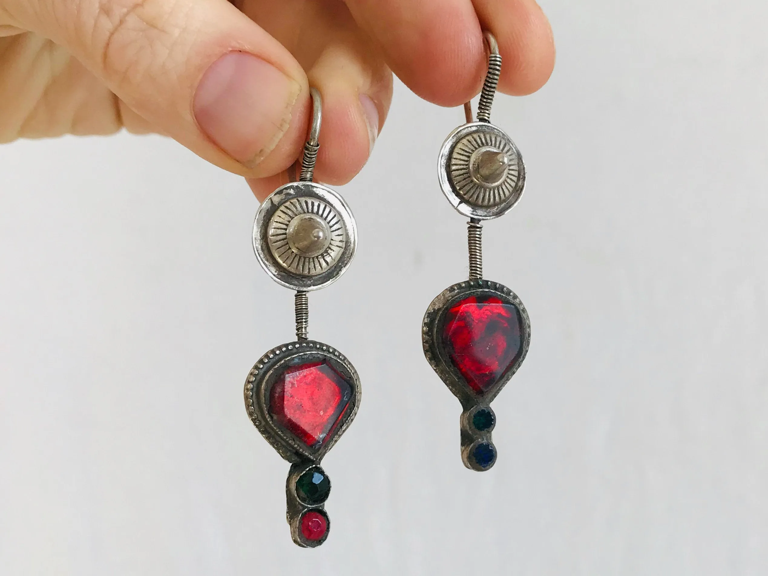 Antique Hazaragi Silver Earrings. Sterling Silver.