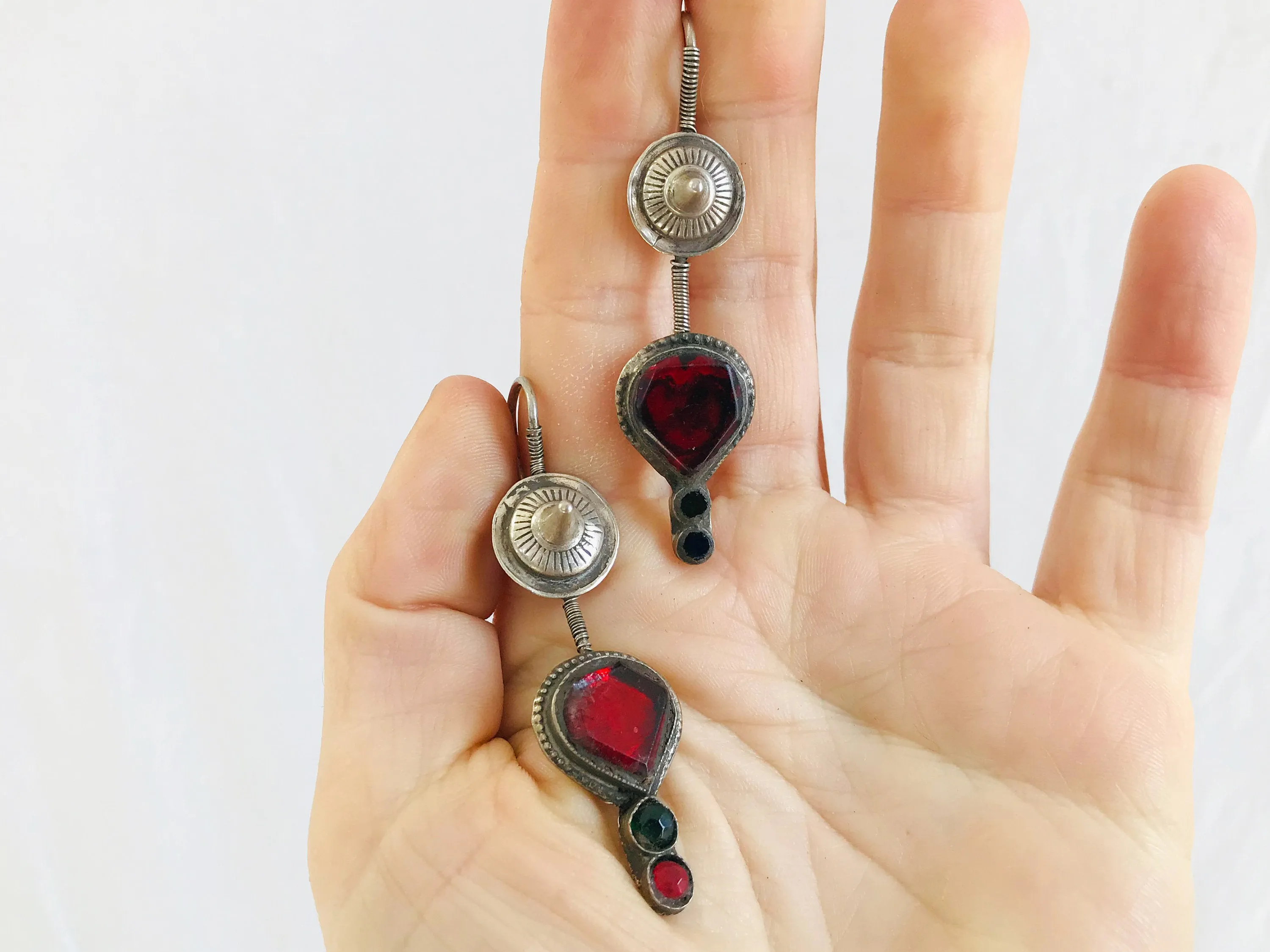 Antique Hazaragi Silver Earrings. Sterling Silver.