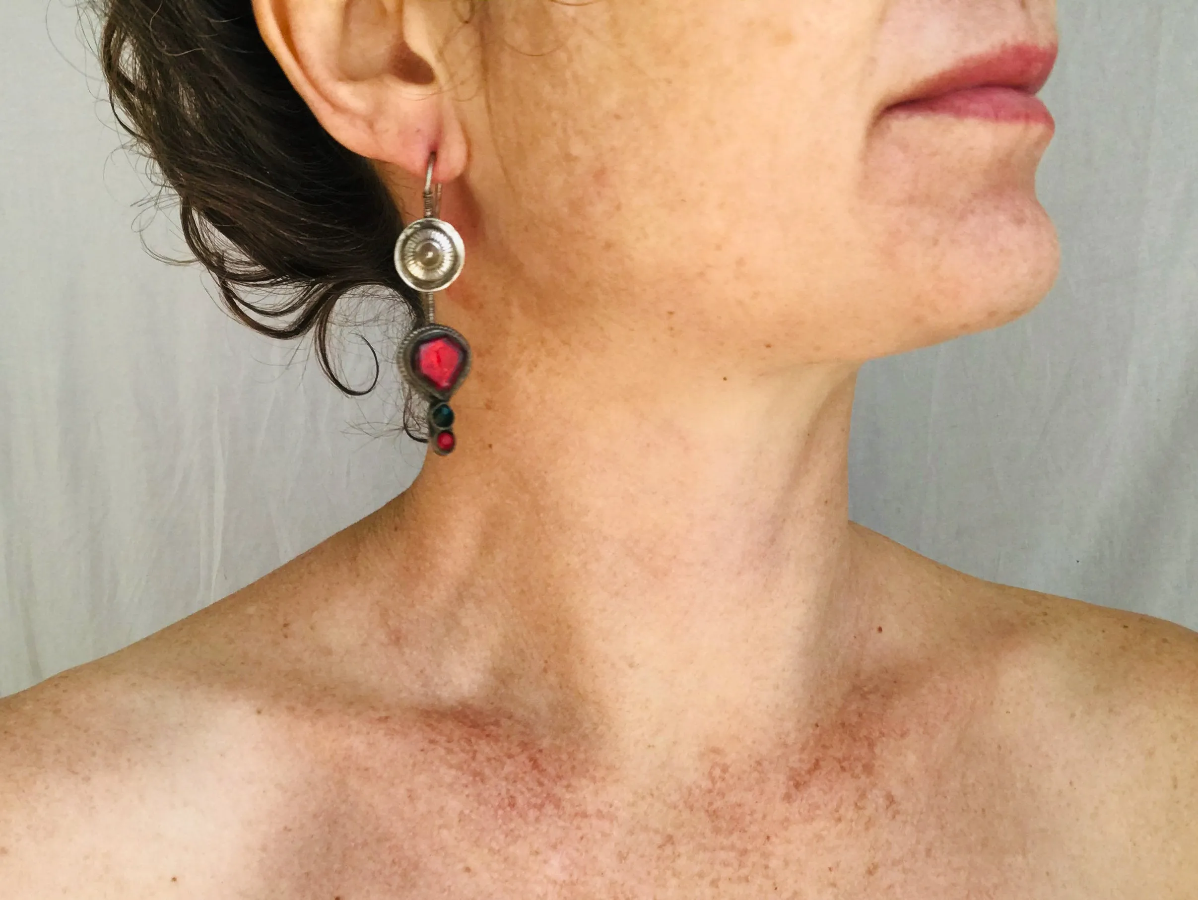 Antique Hazaragi Silver Earrings. Sterling Silver.