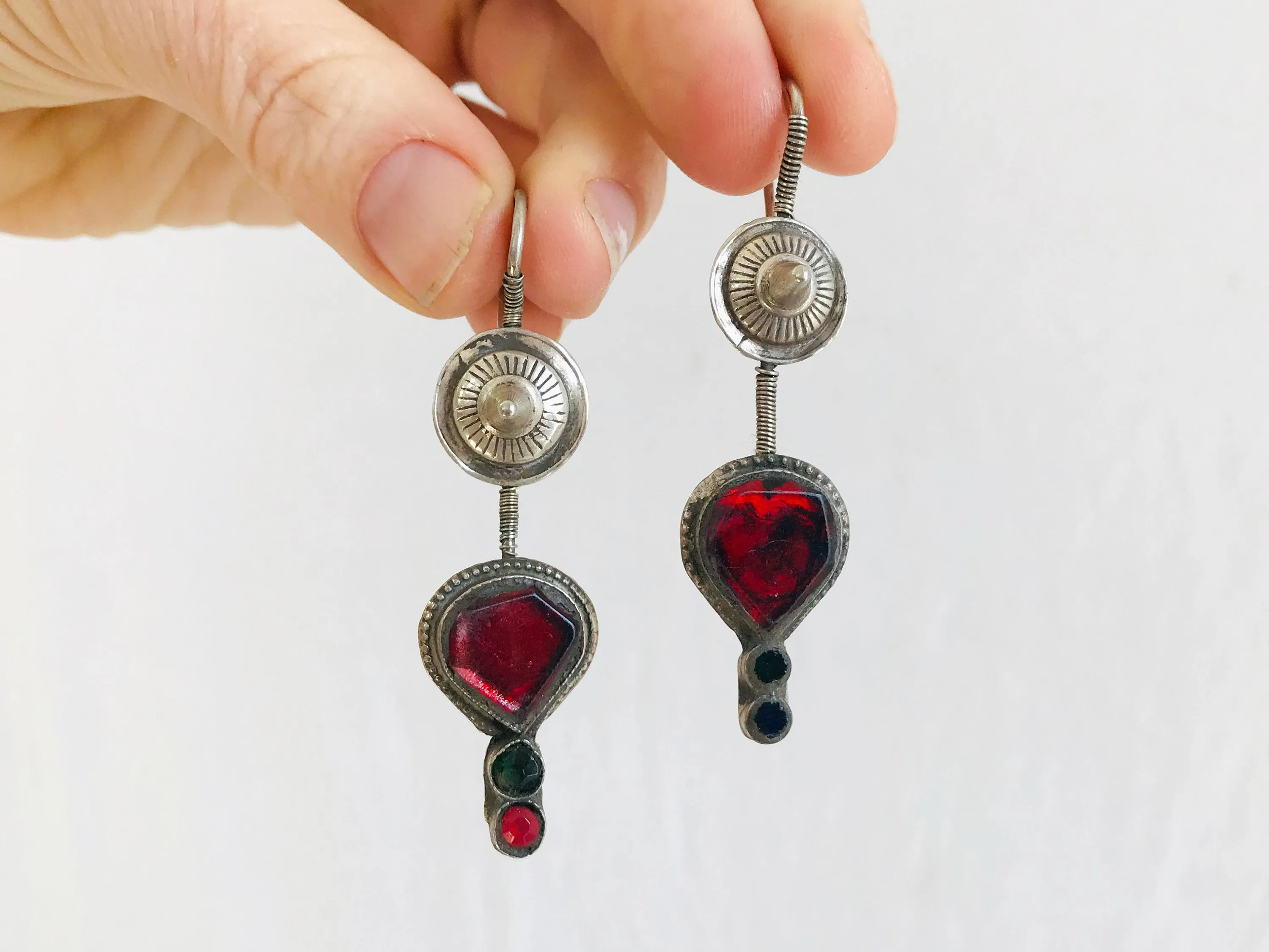 Antique Hazaragi Silver Earrings. Sterling Silver.