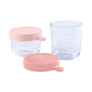Beaba Glass Jar Twin Pack - Pink / Dark Pink