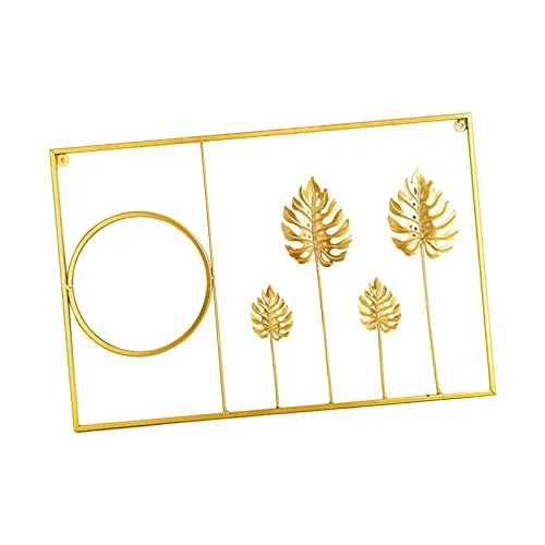 CALANDIS® Metal Leaf Wall Art Decorative Mirror Background for Home Living Room Office Monstera Straight | 1 Metal Wall Decor 1 Mirror