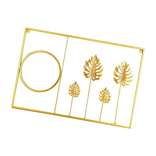CALANDIS® Metal Leaf Wall Art Decorative Mirror Background for Home Living Room Office Monstera Straight | 1 Metal Wall Decor 1 Mirror