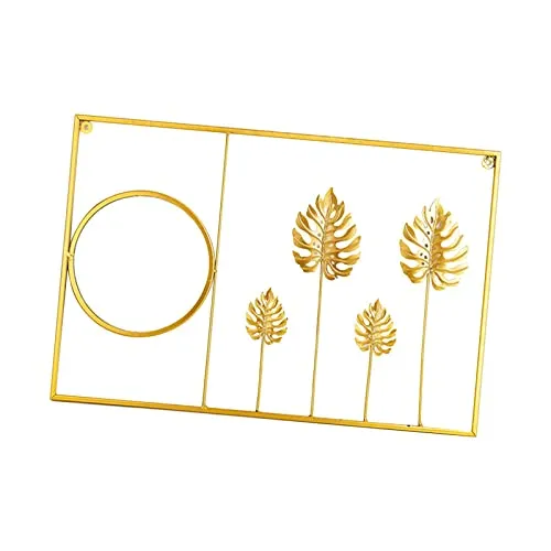 CALANDIS® Metal Leaf Wall Art Decorative Mirror Background for Home Living Room Office Monstera Straight | 1 Metal Wall Decor 1 Mirror