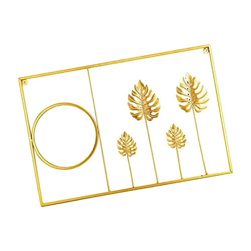CALANDIS® Metal Leaf Wall Art Decorative Mirror Background for Home Living Room Office Monstera Straight | 1 Metal Wall Decor 1 Mirror