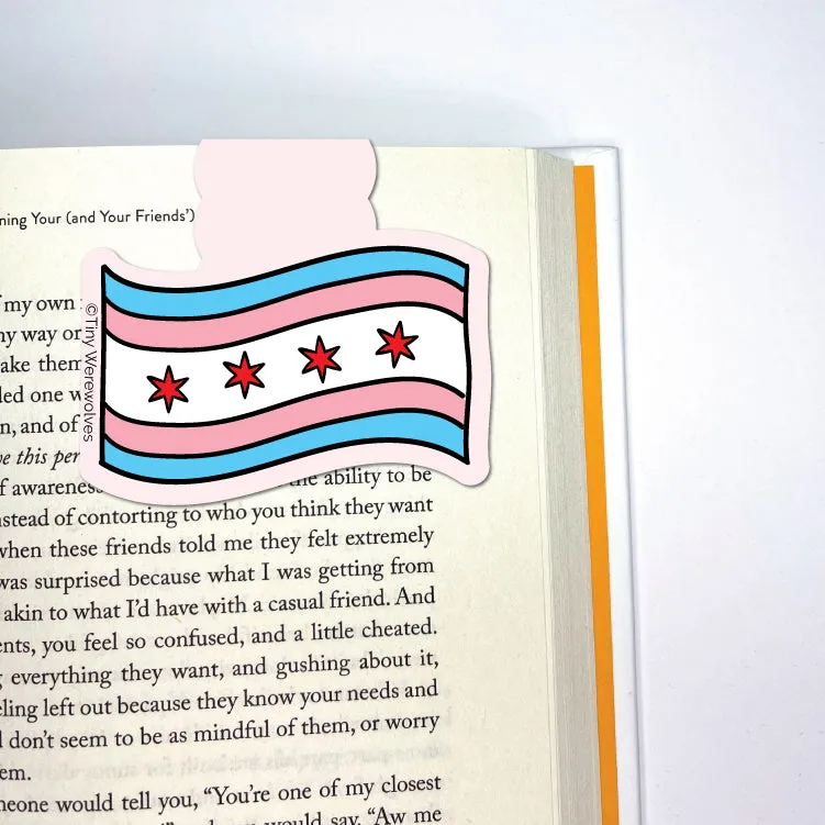 Chicago Transgender Pride Flag Laminated Magnetic Bookmark