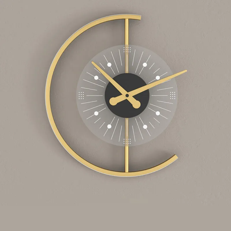 Contemporary Creative Gold Finish Frame Clock Shape LED Wall Sconce Lamp For Living Room