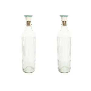 Ellementry Cove Glass Bottle with Cork (750 ML) | Water and Milk Bottle for Fridge | Clear and Transparent Bottles for Home and Office | BPA Free | Stylish and Premium Wine Bottle- Set of 2