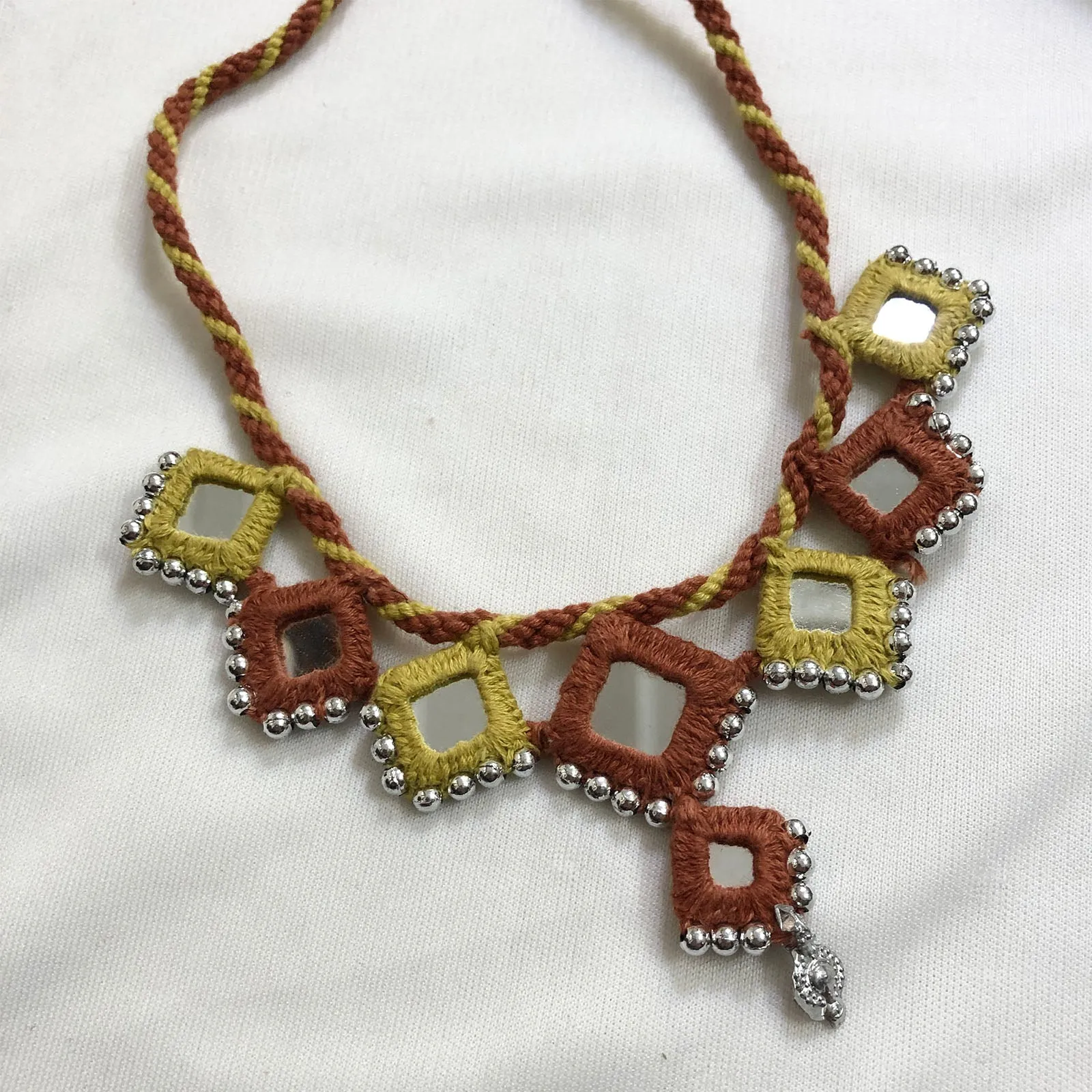 Handcrafted Mirror Work Necklace - Desert Hues