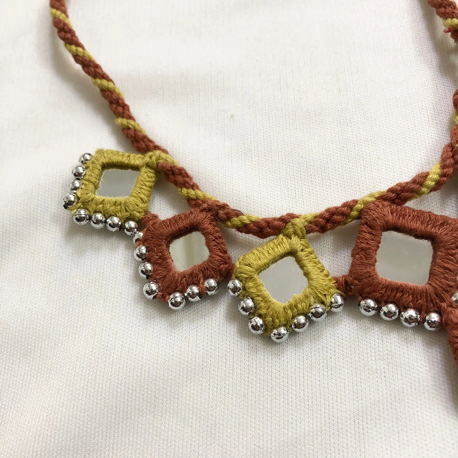 Handcrafted Mirror Work Necklace - Desert Hues