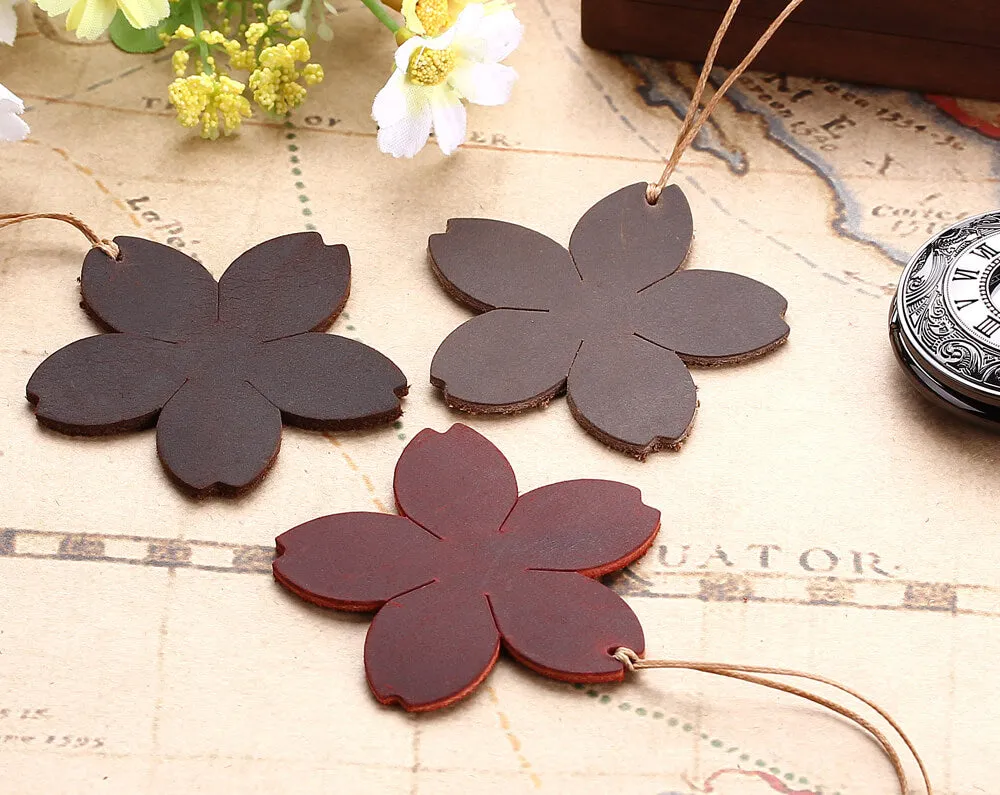 Handmade Retro Leather Flower Shape Bookmarks for Christmas Gift