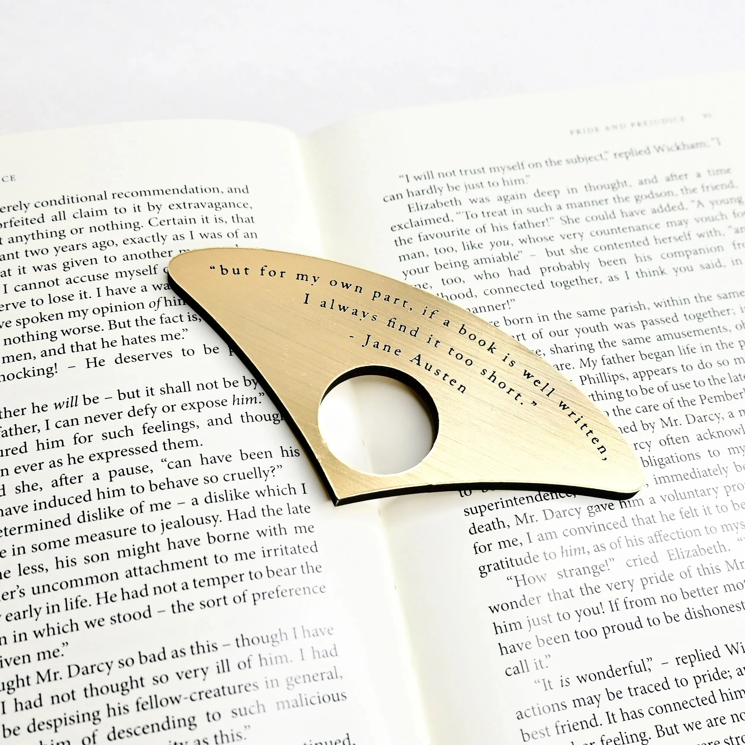 Jane Austen Quote Book Page Spreader in Brushed Gold