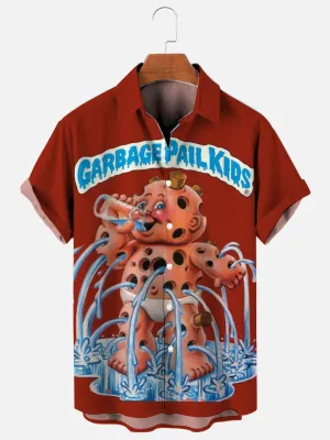 Men's Vintage Childhood Card Toys Printed Hawaiian Short Sleeve Shirt