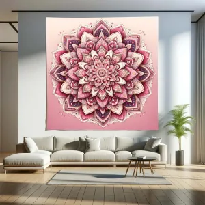 Pink Ombre Indian Mandala Tapestry Psychedelic Wall Hanging Boho Decor