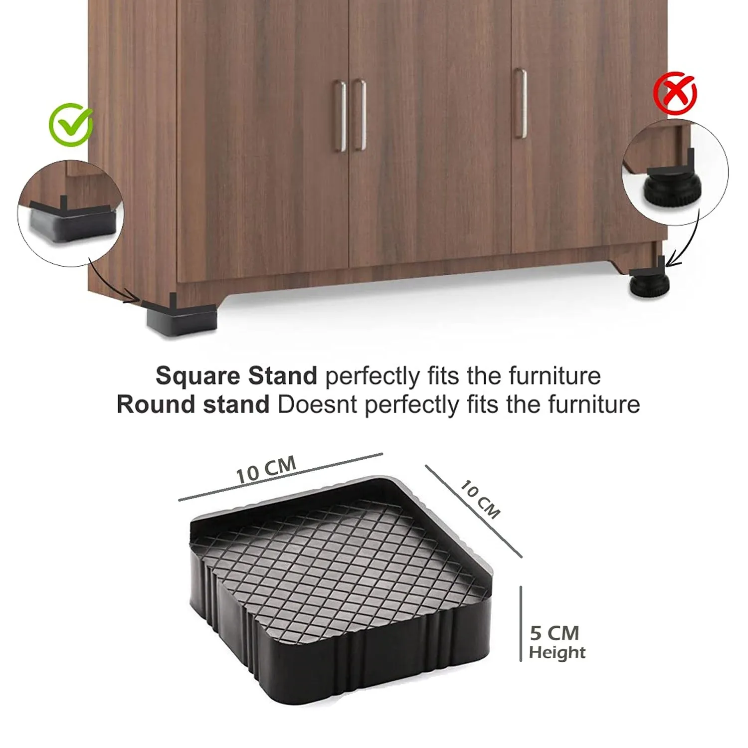 Premium Multipurpose Heavy Duty Cupboard / Refrigerator / Sofa Base Stand - Set of 4 Pcs