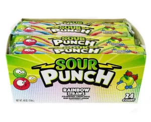 SOUR PUNCH Rainbow Straws Assorted Chewy Candy (2 oz., 24 pk.)