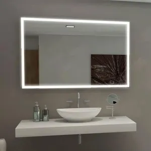 UNIQUE MIRROR led wall mirror for Bathroom and Bedroom with Three Leds Light-controlled wash mirror, anti-fog beautiful mirror, and three-color adjustable modern mirror and shape (24x30) inch W27.