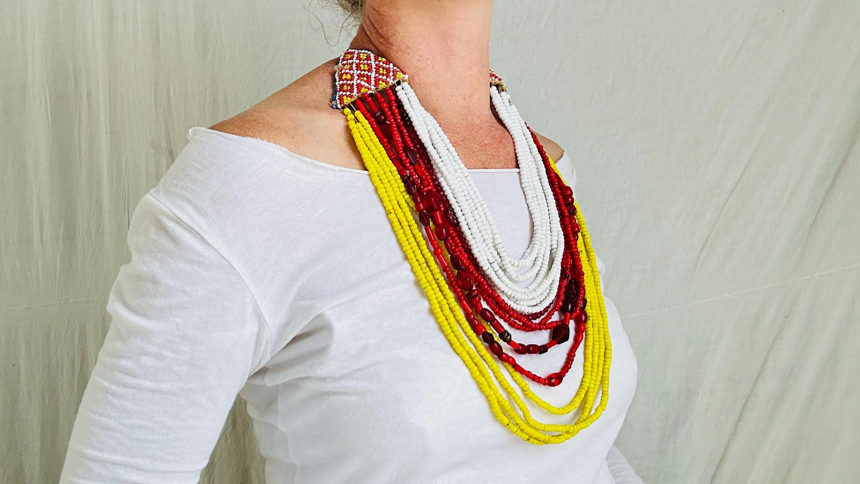 Vintage Glass Beaded Necklace. Balochi. 2549