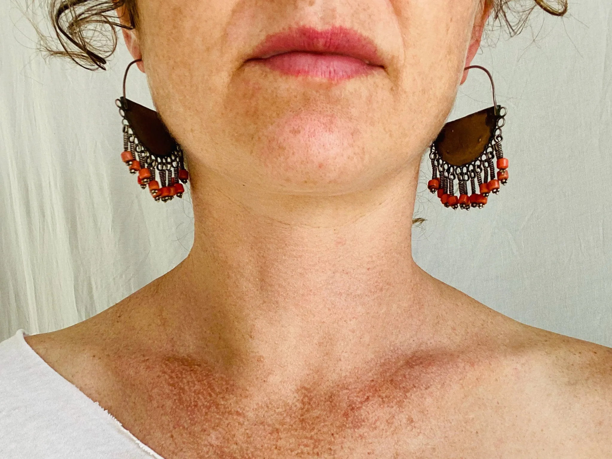 Vintage Uzbek Bukhara Earrings. Silver & Turquoise. Long Dangles