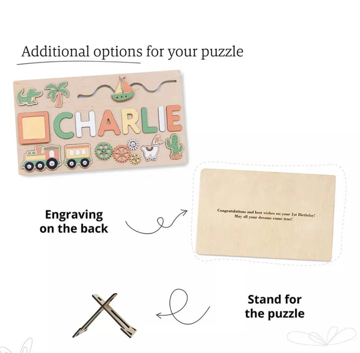 Wooden Name Puzzle Toy  - personalised Montessori gift